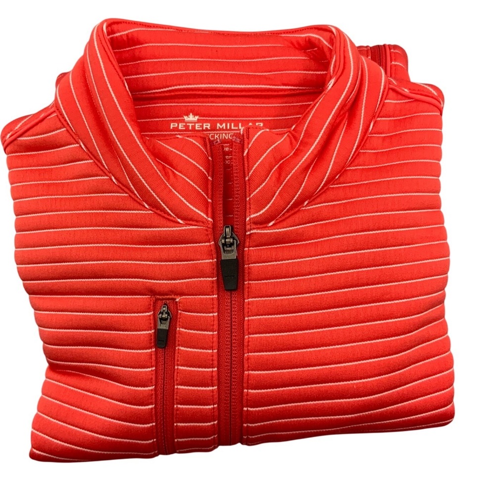 Peter Millar Crown Sport Womens Med Coral Striped Wicking Full Zip Golf Jacket - Picture 7 of 7